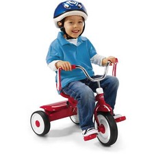 Folding Trike Fully Assembled, Red, Boys and Girls Toddler Tricycle
