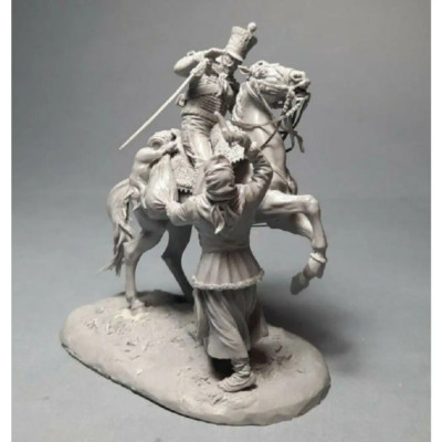 Resin Model Kit 1/32 54mm Napoleonic Wars French Rider and Female...-show origin