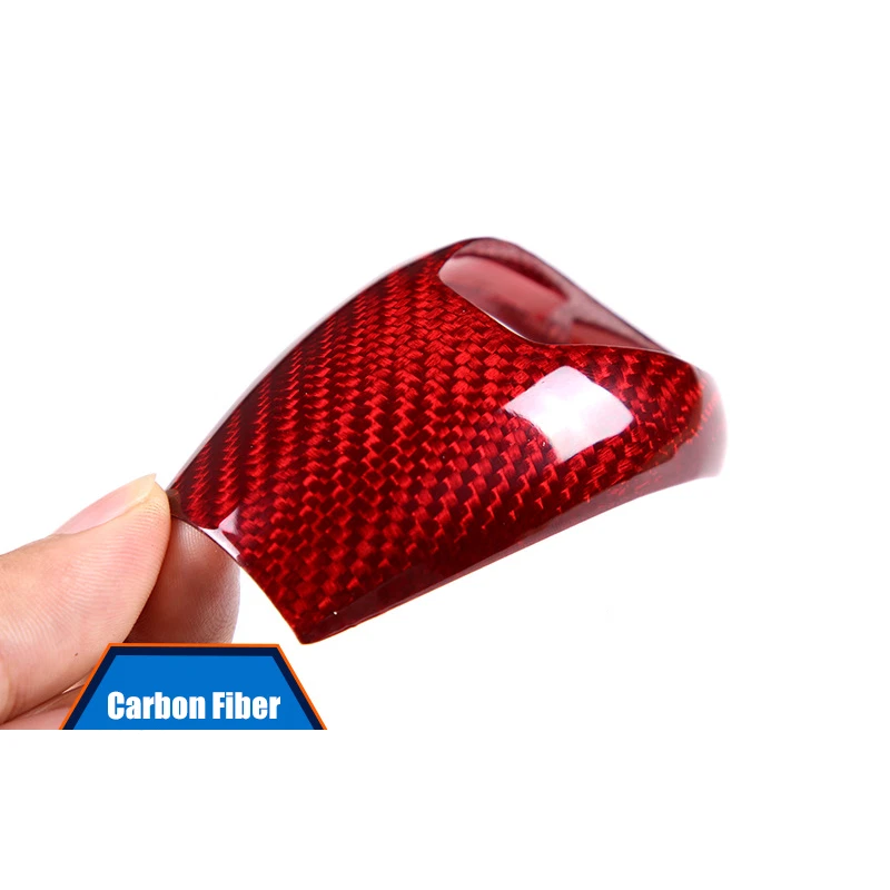 Cubierta de ajuste de perilla de cambio de marchas de auto de fibra de carbono real roja para BMW M3 M5 M6 2009-2013 Foto 2 de 4