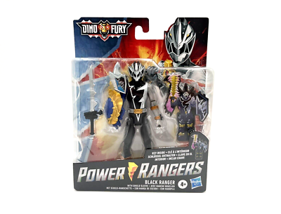 Power Rangers Dino Fury Black Ranger Figure With Shield Sleeve
