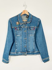 Arizona Jeans Jacket Womens Y2k Denim Diamanté Blue Jean Pockets Size Xl Uk 10