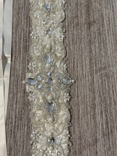 David’s Bridal Ivory Beaded Satin Wedding Dress Sash