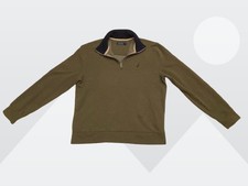 Nautica Mens Grayish Green 1/4 Zip Mock Neck Long Sleeve Sweatshirt Size Medium