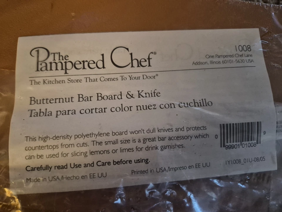Juego de tabla y cuchillo de barra Pampered Chef Butternut #1008 NUEVO polietileno  Foto 2 de 4