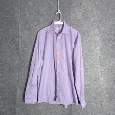 Eton Contemporary Fit Dress Shirt Mens 17 43 Purple Micro Check Spread Collar