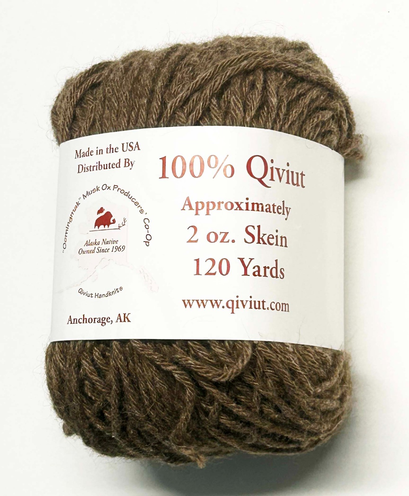 100% Quviut Yarn: 2oz Skein 120 Yards Worsted #4 Weight Natural