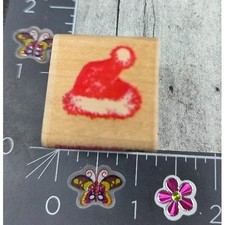Stampendous Santa Hat Christmas Stocking Cap AO66 Rubber Stamp Wood B17