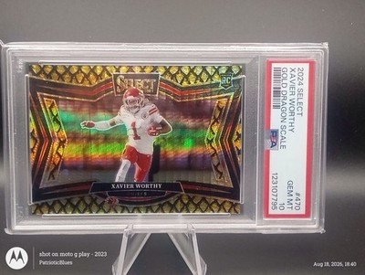 2024 Select Field Level Xavier Worthy Gold Dragon Scale Jersey # Match PSA 10