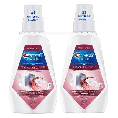 Crest 3D White Glamorous Whitening Mouthwash, Arctic Mint, 32 Fl Oz (2 Count)