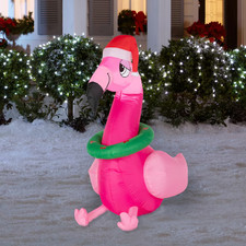 Holiday Living 3.5-ft Lighted Pink Flamingo Christmas Airblown Inflatable