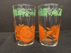 Vintage Pair Of MCM Orange Small  Juice Glasses Anchor Hocking?/Libbey?