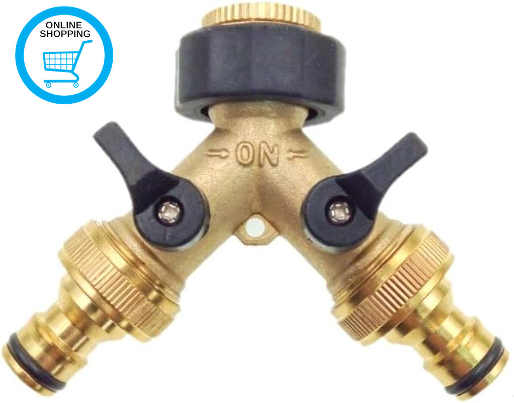 Brass 2 Way Tap Connector Double Tap Adapter Garden Tap Adaptor with Individual