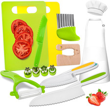 Kids Knife Set for Real Cooking 15 Pieces Montessori Kitchen Toys for Toddlers C