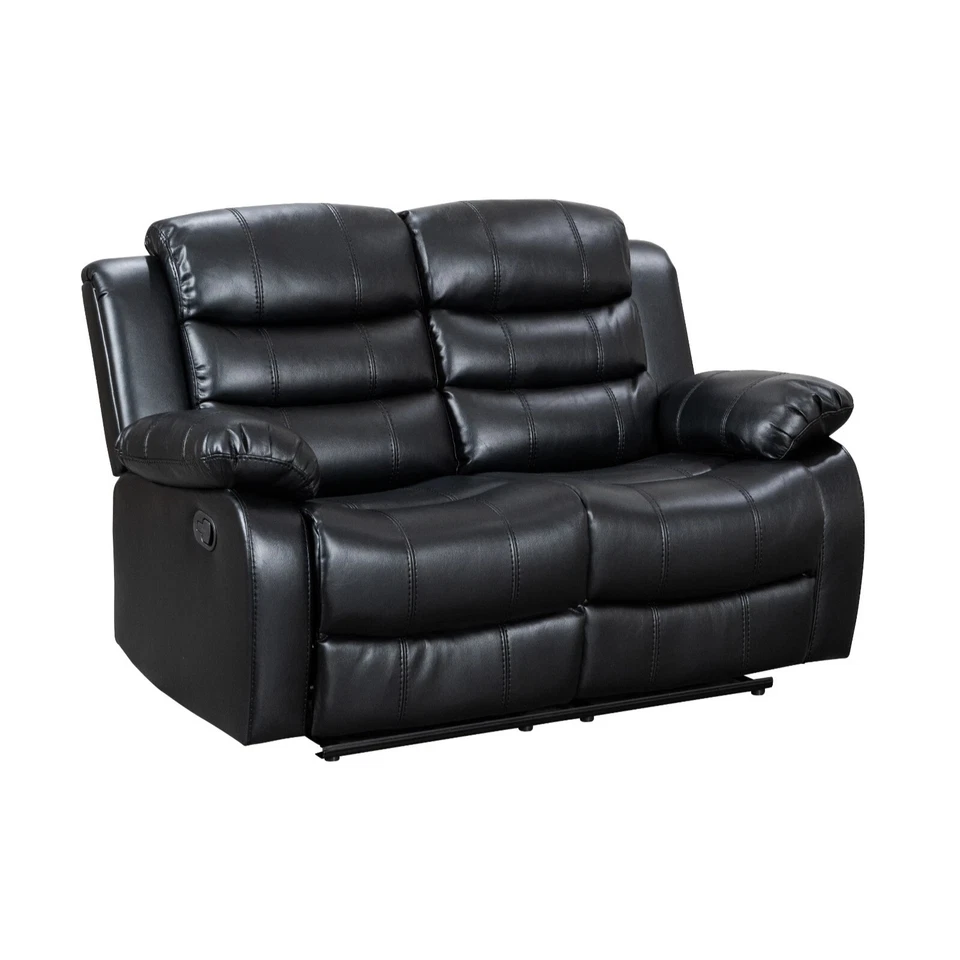 Roma 2 Seater Luxury Modern Leather Recliner Sofa /Black Grey - Image 2 of 3