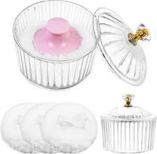 5Pcs Dusting Powder Container with Puff, 3.4Inch Crystal Body Powder Container..