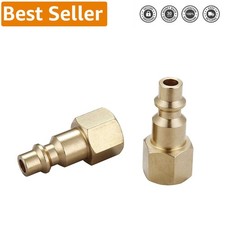 Industrial Type D 1/4-Inch Air Compressor Quick-Connect Fittings - Brass 2 Pack