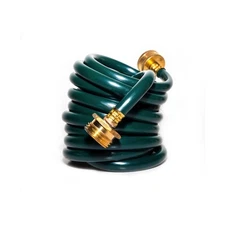 Heavy-Duty EVA Coil 10 Ft Garden Hose with 3/4 GHT Solid Brass Fittings, Water