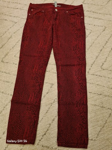 Primark Skinny red snake skin print long tall jeans ~16~
