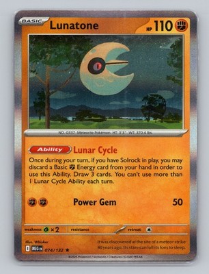 Lunatone 074/132 Holo Rare Mega Evolution MEG EN Pokemon Base Set TCG