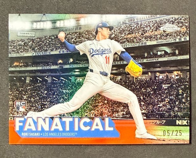 2025 Topps Chrome Roki Sasaki #FAN-21 Fanatical Rookie Orange Refractor /25 RC