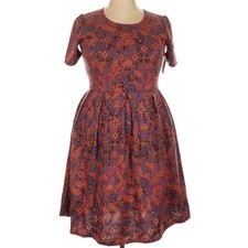 LuLaRoe Womens Dress Size 2XL Amelia Pink Purple Aztec Tribal Floral 2X XXL NWT