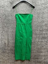 Vesper Cami Strap Midi Bodycon Dress w/ Thigh Split Mid Green Womens Size 10
