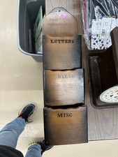 Vintage Cottage Style Wood Wall Mail Organizer Letter Bill Misc Holder Rack