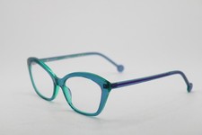 NEW L.A. EYEWORKS PANCAKE 986 CLEAR BLUE PURPLE AUTHENTIC EYEGLASSES 51-17