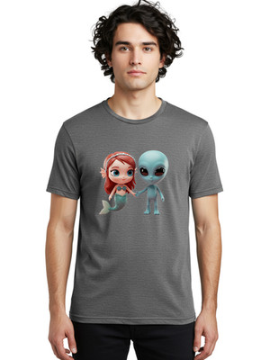 Mermaid-Alien-2 Mens Graphic Tee, 100% Cotton, Casual Summer Wear