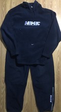 Vintage Nike Hoodie  Pants Set 71  Center Swoosh Navy Blue Fleece Track Suit L