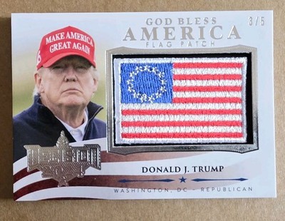 Decision 2024 Update Donald Trump #U18 Silver GOD BLESS AMERICA FLAG #'d 3/5