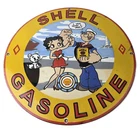 Vintage Shell Gasoline Sign - Betty Boop Popeye Gas Oil Pump Porcelain Sign