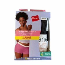 Hanes Boyfriend Cotton Stretch Boxer Brief Underwear 5 Pair Size XL NWT