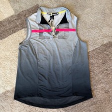 Jamie Sadock Womens Ombre Golf Vest Grey Black Pink 1/4 Zip UPF 30 Small 61219