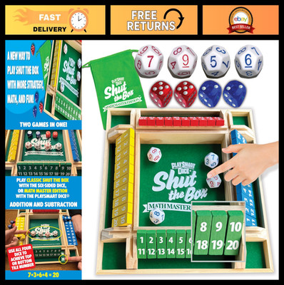 Deluxe Wooden Shut the Box Game for 1-4 Players | Math Dice & Fun Activities