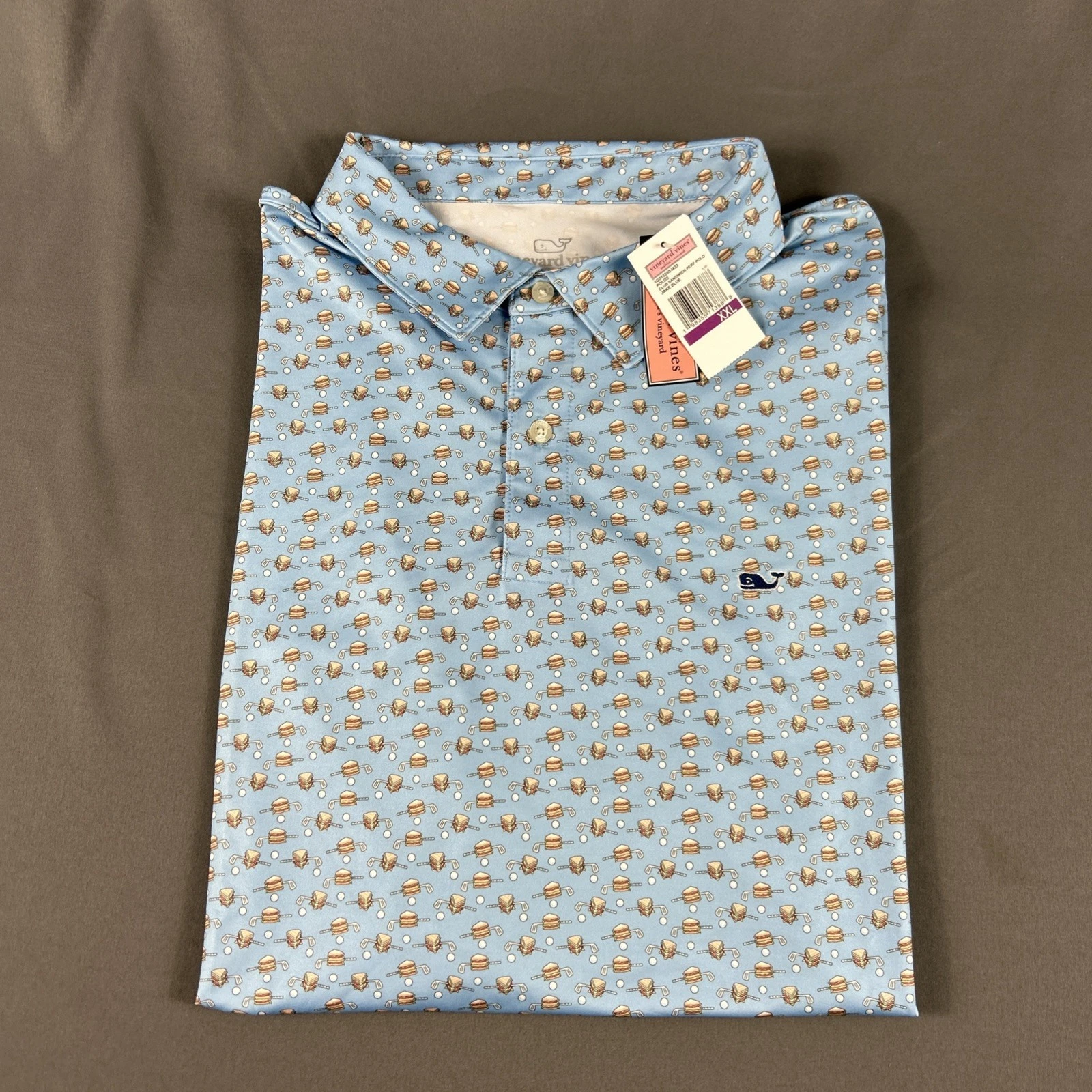 Vineyard Vines Golf Shirt Polo Club Sandwich Print XXL Blue Polyester Spandex
Opens in a new window