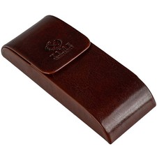 Leather Glasses Case - Hard Shell Leather Glasses Case - Made in Italy Brown 