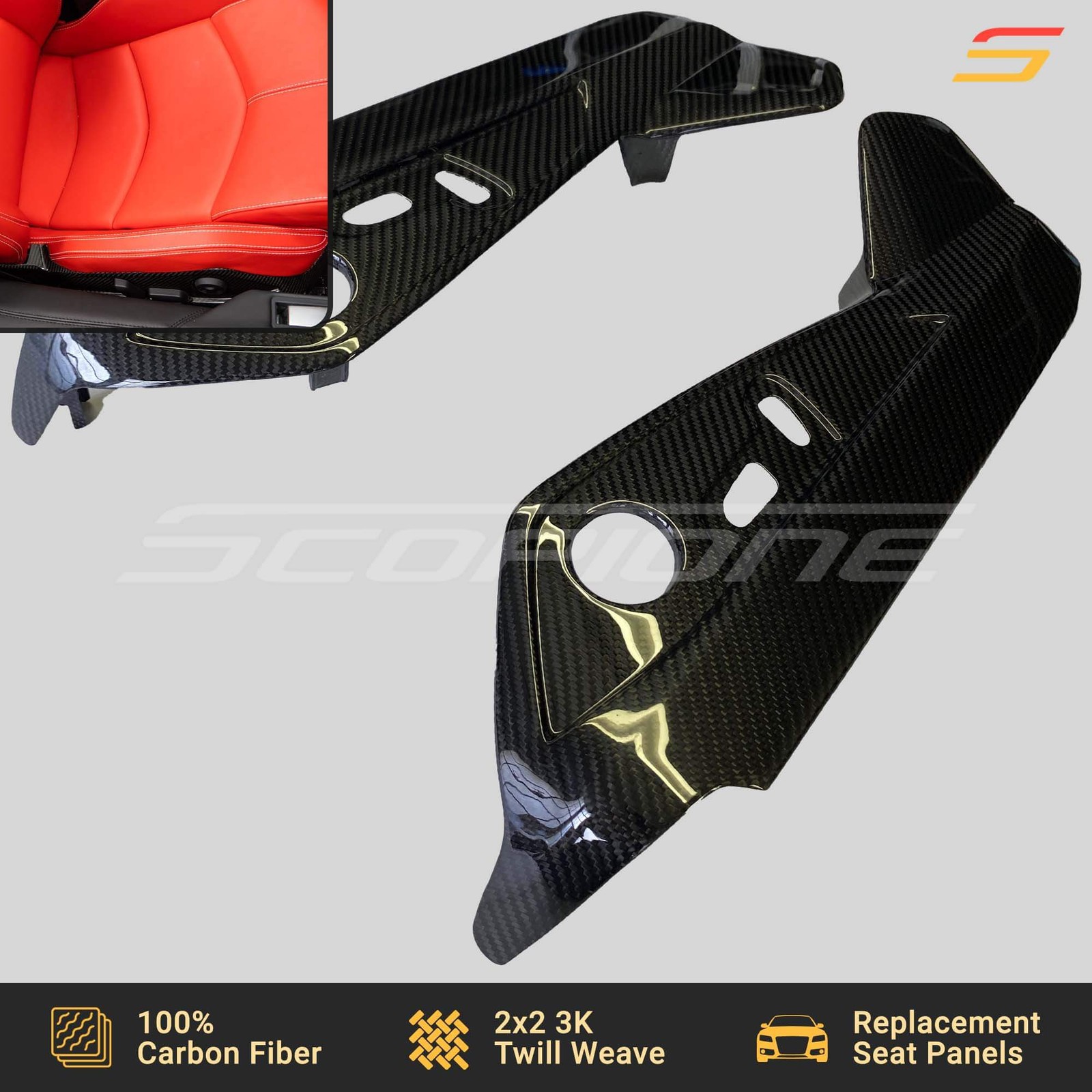 Scopione Carbon Fiber Seat Adjustment Side Covers Trim for Lamborghini Aventador