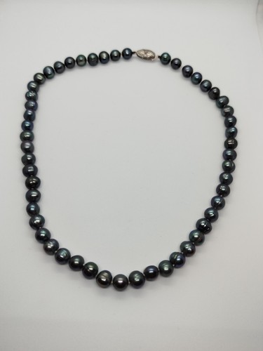 Lindas cuentas firmadas de plata CO 925 broche perlas de Tahití 46 cm 7,5 a 8,6 mm 40,1 g - Imagen 1 de 12