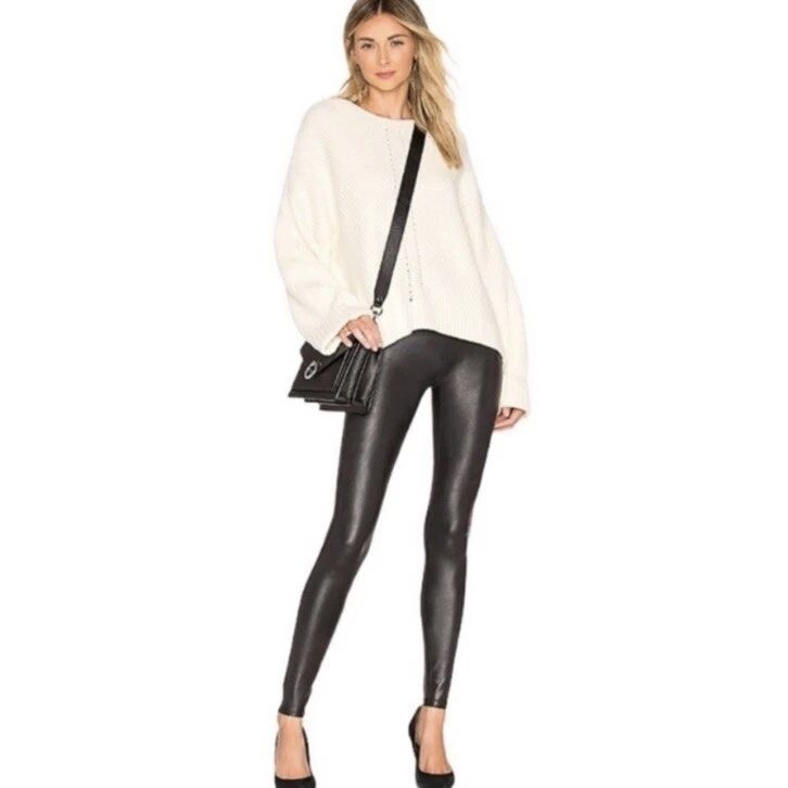 Faux leather leggings with tummy control cheap