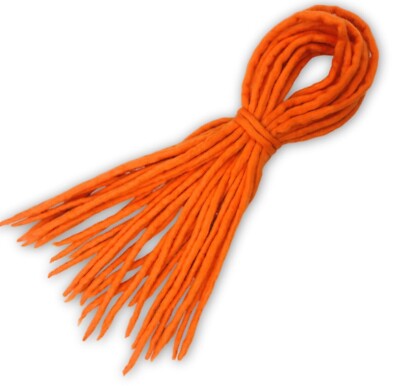 Handgefertigte orangefarbene Woll Dreadlocks - doppelseitige Merino Dread Haarverlängerungen  