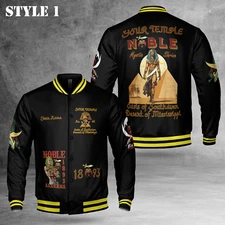 Custom Name Nobles 1893 Of The Mystic Shrine AEAONMS 3D Baseball Jacket S-5XL