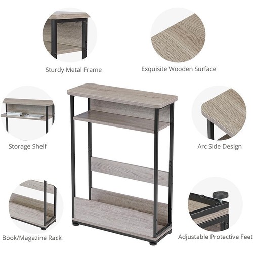 7.1" Narrow Side Table with Magazine Rack 3-Tier for Small Space End Table AU - Picture 3 of 5