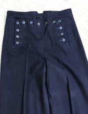 Vintage Wool Navy Uniform WWll Pants Vtg Long High Rise Wide Leg