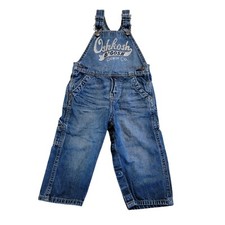 Vintage Oshkosh B  Gosh Overalls Denim Embroidered Toddler Snap Leg Pants Sz 18M