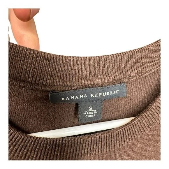 Banana Republic Mujer’s S Pequeño Marrón Tanque Mezcla Seda Algodón Y2K Antiguo Dinero Trabajo Foto 3 de 4