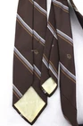 CHRISTIAN DIOR Vintage Brown Diagonal Stripe Print Silk Tie