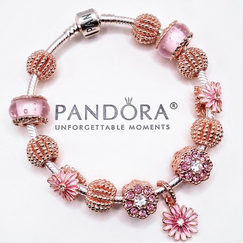 PANDORA SILVER BRACELET ROSE GOLD DAISY 