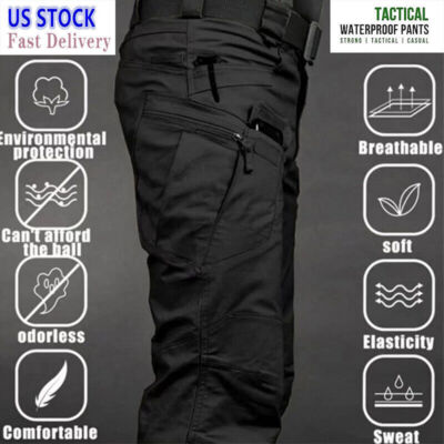 #ad Tactical Mens Pants Work Cargo Combat Hiking Outdoor Waterproof Trousers Pants $22.75