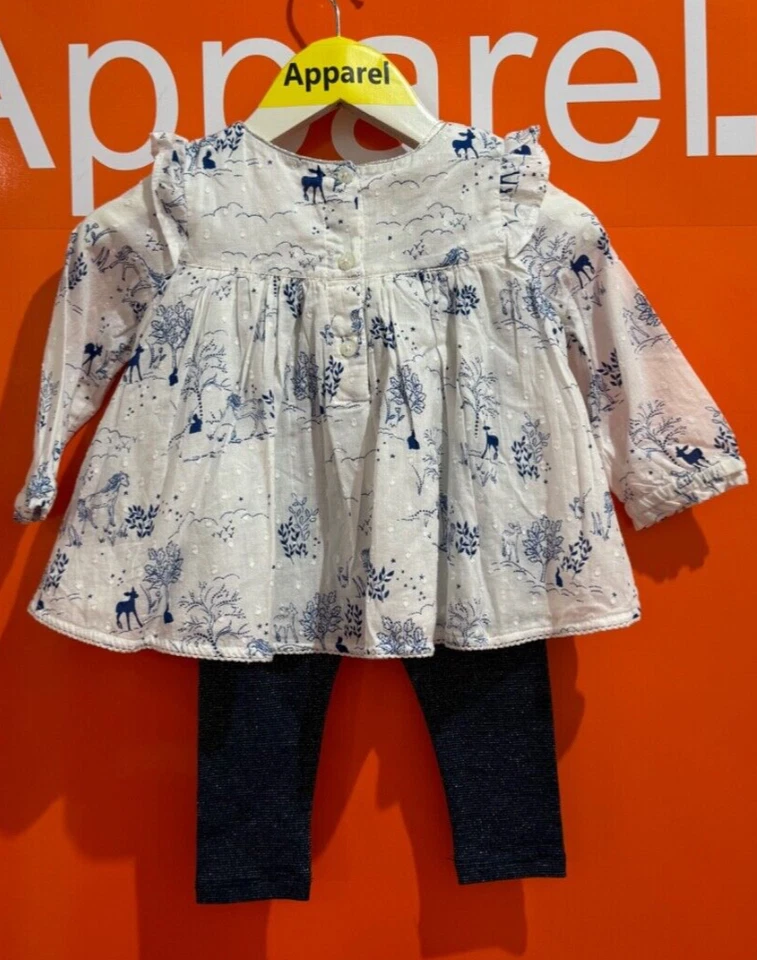 Monsoon Girl’s 2 Piece Top & Pants, Deers, Woodland, 6-12 Months, New, B164 - Image 3 of 3